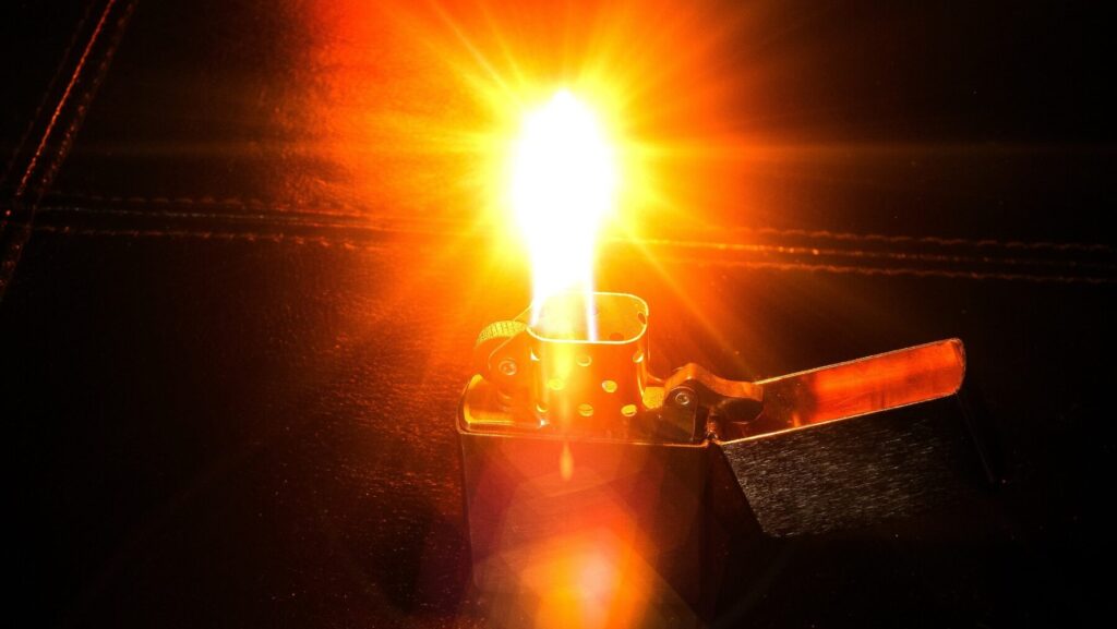 キセルについた火