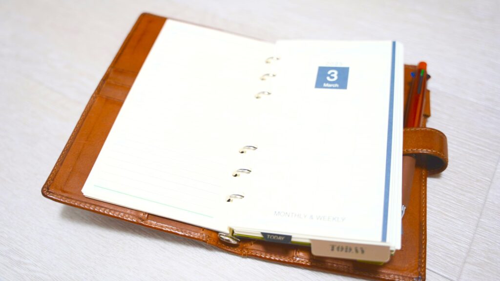 レイメイ藤井のシステム手帳「ダヴィンチ」のバイブルサイズの見開き