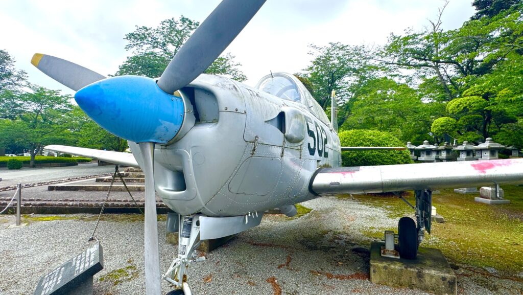 知覧特攻平和会館の入り口に展示されている戦闘機のプロペラ