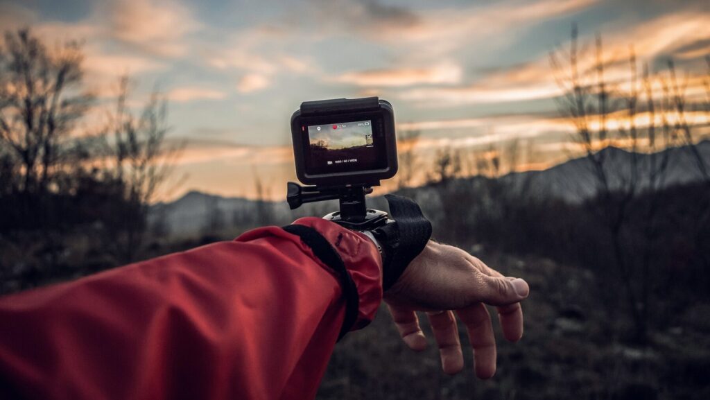 GoProを手に装着して撮影