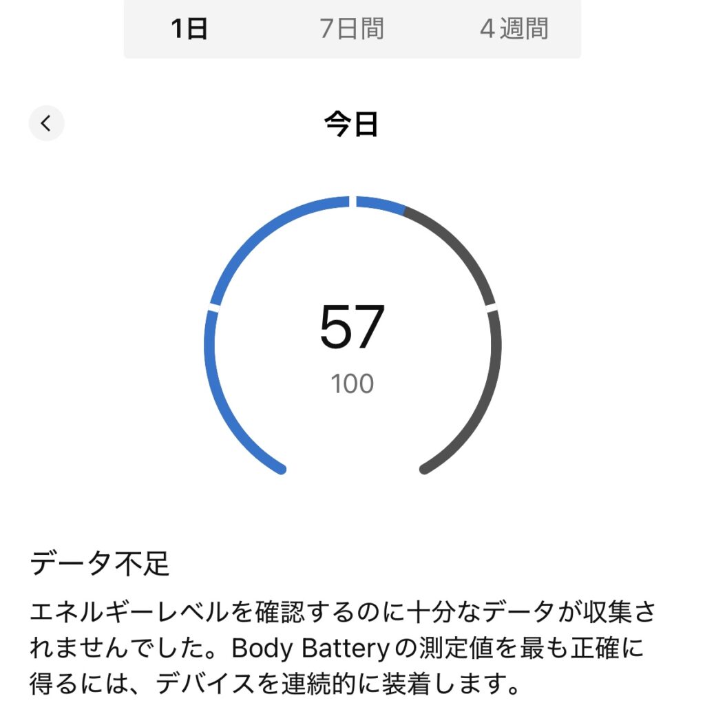GARMINボディバッテリー管理画面
