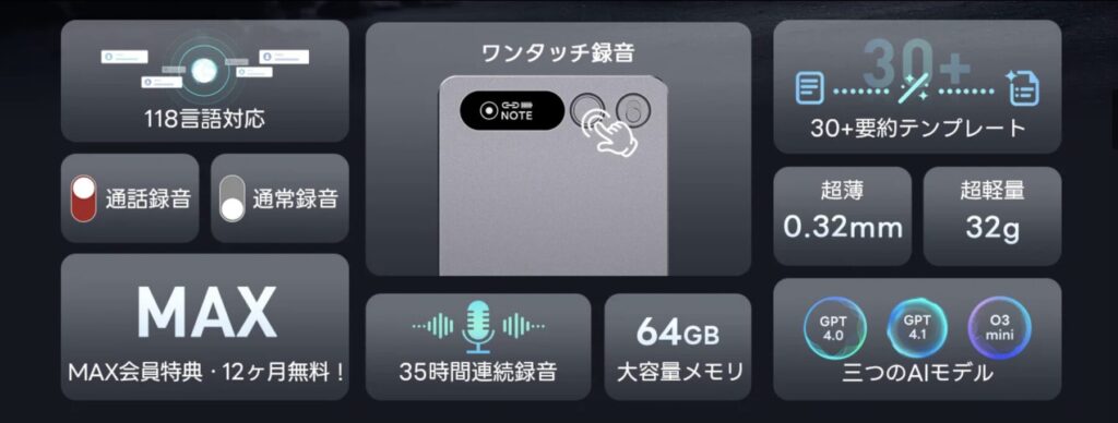 FOSMETのAIボイスレコーダー「X Note 10」