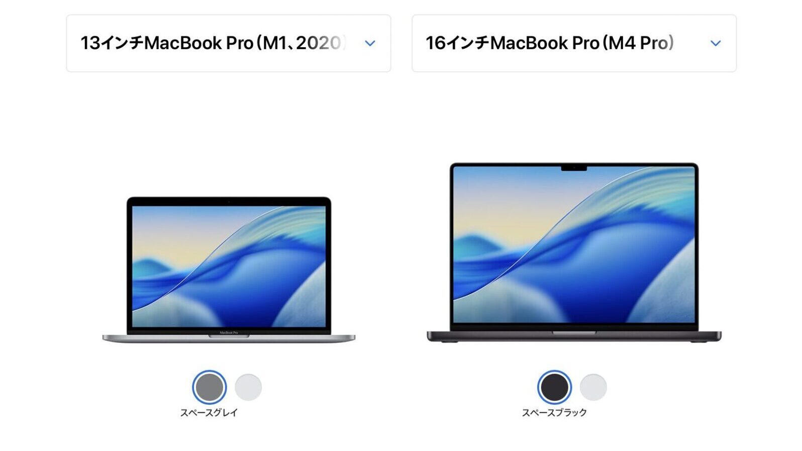 MacBook Pro13インチと16インチを比較